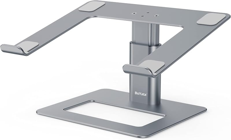 BoYata Laptop Stand Height Adjustable Ventilated Ergonomic 10-17 inch Grey