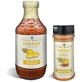 Gourmet Warehouse Hawaiian BBQ Sauce and Hawaiian Chile BBQ Rub Seasoning | Handcrafted In Small Batches | Gluten-Free No MSG | 16 Ounces / 4 Ounces