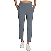 baleaf Womens Travel Pants Lightweight Stretch with Zipper Pockets Petite Ankle Dressy Golf Work Business Casual Slacks