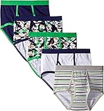 trimfit Big Boys' 100 Percent Cotton Tagless Assorted Briefs 5-Pack, Dino Camo, X-Large / 14-16