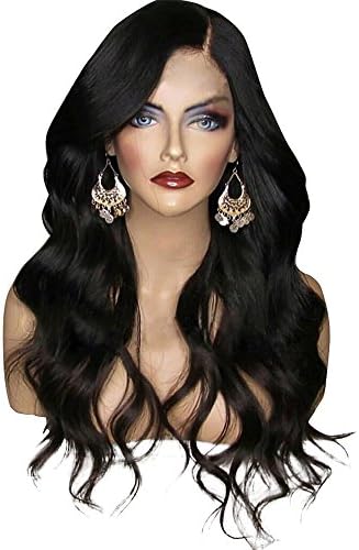 Orgshine Synthetic Big Wave Long Curly Wigs For Black Women Human Hair With Wig Cap 26"(Black)