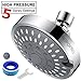 4.1 Inch High Pressure Shower Head with 5 Different Shower Spray Modes, HOPOPRO High Flow Fixed Showerheads, ABS Rain Shower Head, 1-Minute Quick Installations, Modern Look