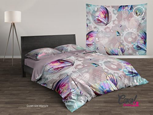 Cool Bedding Personalized Butterflies MANDALA Bedding Set of 4 or 3 pieces. Butterflies Duvet Cover. Lace Quilt King Queen Full Twin Single Size (King Set 104"x92")