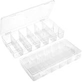 VZTOLKUR 2 Pack Clear Plastic Organizer Box with 6 Grids for Beads, Crafts, Art DIY, Jewelry, Screws, Pins, Fishing Gear, Small Items（No dividers）