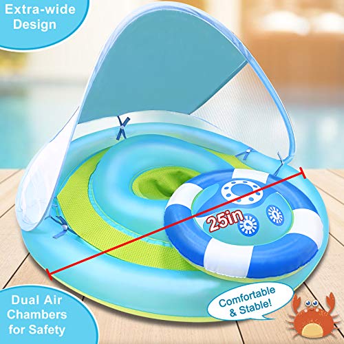 Baby Swim Pool Float with Sun Canopy, SafetySeat & Double Airbag