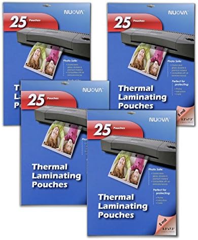 4 Pack - Nuova 5 Mil Thermal Laminating Pouches 5 x 7-Inches, Photo Size, 25-Sheet