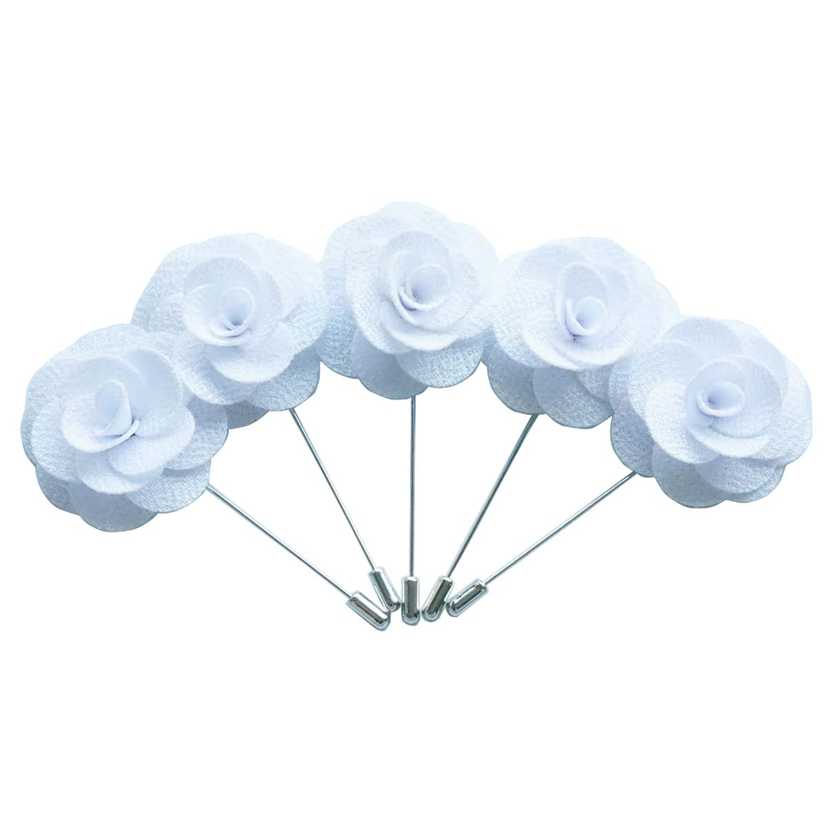 Funny Show 5pcs Men's Lapel Flower Stick Brooch Pin Boutonniere Pin for Suit (White)
