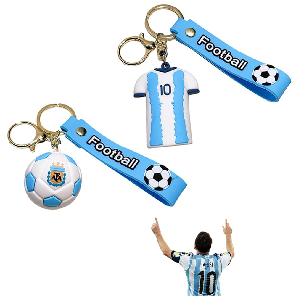 RHQFDM 2 PCS Football Keychain Party Favors Soccer Ball Keychain Mini Soccer Keychain Soccer Jersey Keychain Silicone Soccer Sports Keychain Keychain for Football Enthusiasts Soccer Keychain Souvenir