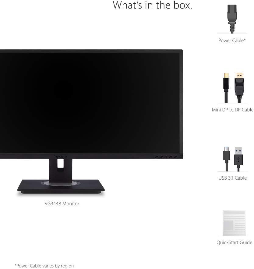 ViewSonic VG3448 34 Inch Ultra-Wide 21:9 WQHD Ergonomic Monitor with HDMI DisplayPort USB, 40 Degree Tilt and FreeSync for Home and Office: Computers & Accessories
