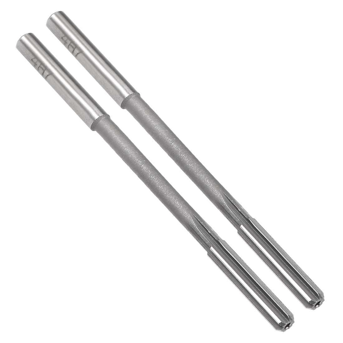 sourcing map Chucking Reamer 4mm, H7 HSS Lathe Machine Reamer 6 Straight Flutes, Round Shank Milling Cutting Tool, Metric Reaming Drill Bit for Stainless Steel Metal Hole, 2pcs