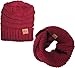 Debra Weitzner Womens Winter Slouchy Beanie Hat and Infinity Scarf Set - Knit Ski Skull Cap and Loop Scarf for Women Burgundy