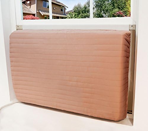 FreshAir Indoor Air Conditioner Cover – Quilted Beige Fabric Cover for Premium Home Insulation – Large Size to Fit Most - 18-20 H x 26-28 W x 2" D