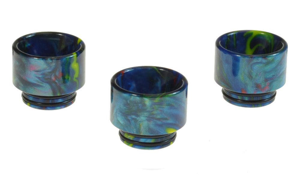 Armerah Anti Spit Back 810 Drip Tip eCig Mouthpiece Short/Extra-Wide Epoxy Resin 3 Pack Blue
