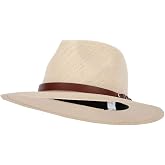 Paper Braid Leatherette Buckle Trim Large Brim Fedora Hat | Paper braid construction, leatherette buckle trim, flat brim, adult men's fit, spring summer wear