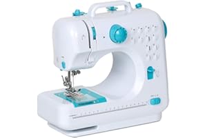 NANANARDOSO Mini Sewing Machine for Beginner, Portable Sewing Machine, 12 Built-in Stitches Small Sewing Machine Double Threads and Two Speed Multi-function Mending Machine with Foot Pedal for Kids, Women (Blue)