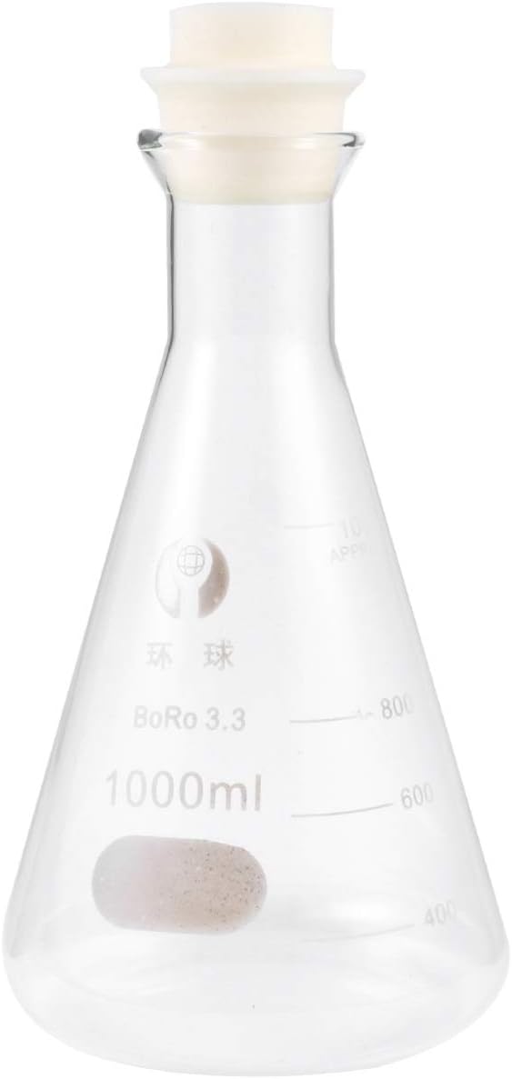 iplusmile Beuta Scientific Glass Bottle Erlenmeyer with Rubber Cap for Student Chemistry Lab 250