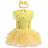 HIHCBF Baby Girls Christmas Princess Costume Mermaid Sofia Belle Halloween Birthday Party Romper Tutu Dress w/Headband