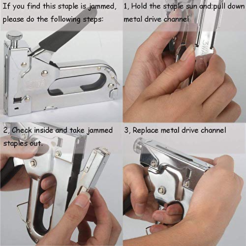 Staple Gun with Remover - 3 in 1 Heavy Duty Staple Nail Steel Gun Kit with 1000 Staples, Upholstery Stapler for Fixing Material, Decoration, Carpentry, Furniture, Doors and Windows - Thumbnail 4