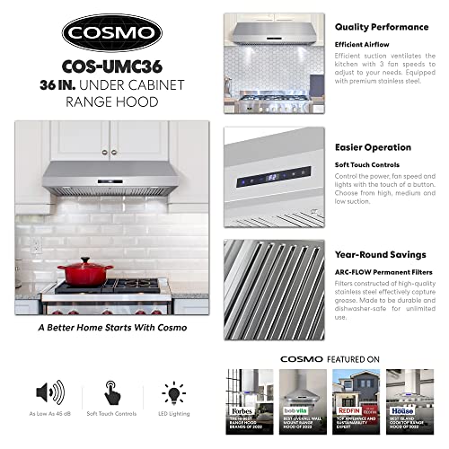 COSMO UMC30 Ducted Under Stainless Steel Range Hood with 380