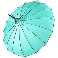 Kung Fu Smith Retro Women Pagoda Parasol Umbrella for Weddings & Bride, Anti Sun UV Stick Rain Umbrella - Turquoise