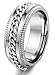 FIBO STEEL Stainless Steel 8mm Rings for Men Chain Rings Biker Grooved Edge,Spinner Ring with Chain Fidget Ring for Anxiety,Size 13 Silver
