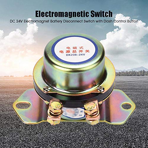 Ejoyous 24V Car Auto Vehicle MotorBoat Battery Electromagnetic Disconnect Switch, DC 24V Electromechanical Solenoid Power Switch + One Button Dash Control Master Kill System Turn on/off