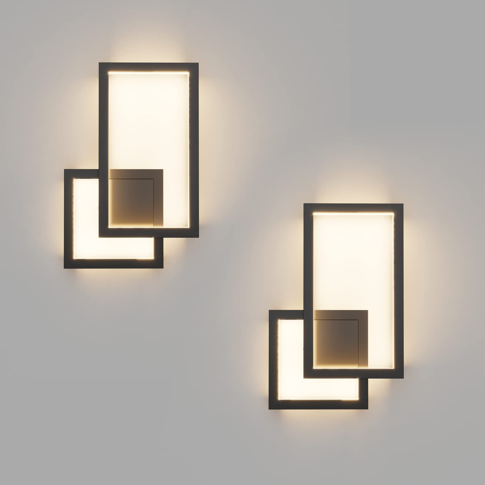 Photo 1 of Ralbay 2-Pack Modern Indoor Wall Sconce 20W Aluminum Up and Down LED Modern Black Wall Sconce for Indoor Living Room Bedroom Hallway (Warm White Light, 3000K)