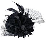 Aniwon Black Hair Fascinator Wedding Flower Feather Pillbox Hat for Women