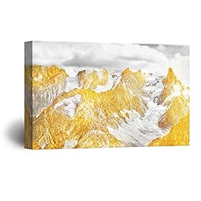 Canvas Wall Art - Abstract Golden Mountain Range Landscape - Giclee Print Gallery Wrap Modern Home Art Ready to Hang - 12x18 inches