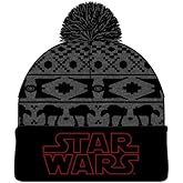 STAR WARS Imperial Vehicles Fair Isle Embroidered Logo Jaquard Knit Beanie Hat Cap Black