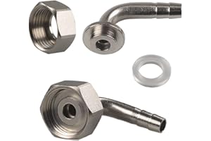 Beer Hex Nut with 90° Tail Piece Elbow Beer Faucet Connector Accessories 5/8" G Threaded and 5/16" Barb used for Beer Brewing