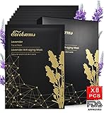 [Sensitive Skin Solution] Ecocharms 8PCS Lavender Facial Mask Anti Aging & Hydrating Face Mask Reduce Acne with Hyaluronic Acid for Men and Women