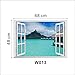 ORDERIN Christmas Gift New Creative Wall Decal 3d False Window Island Style Ocean Background Removable Mural Wall Stickers for Living Room Home Decor