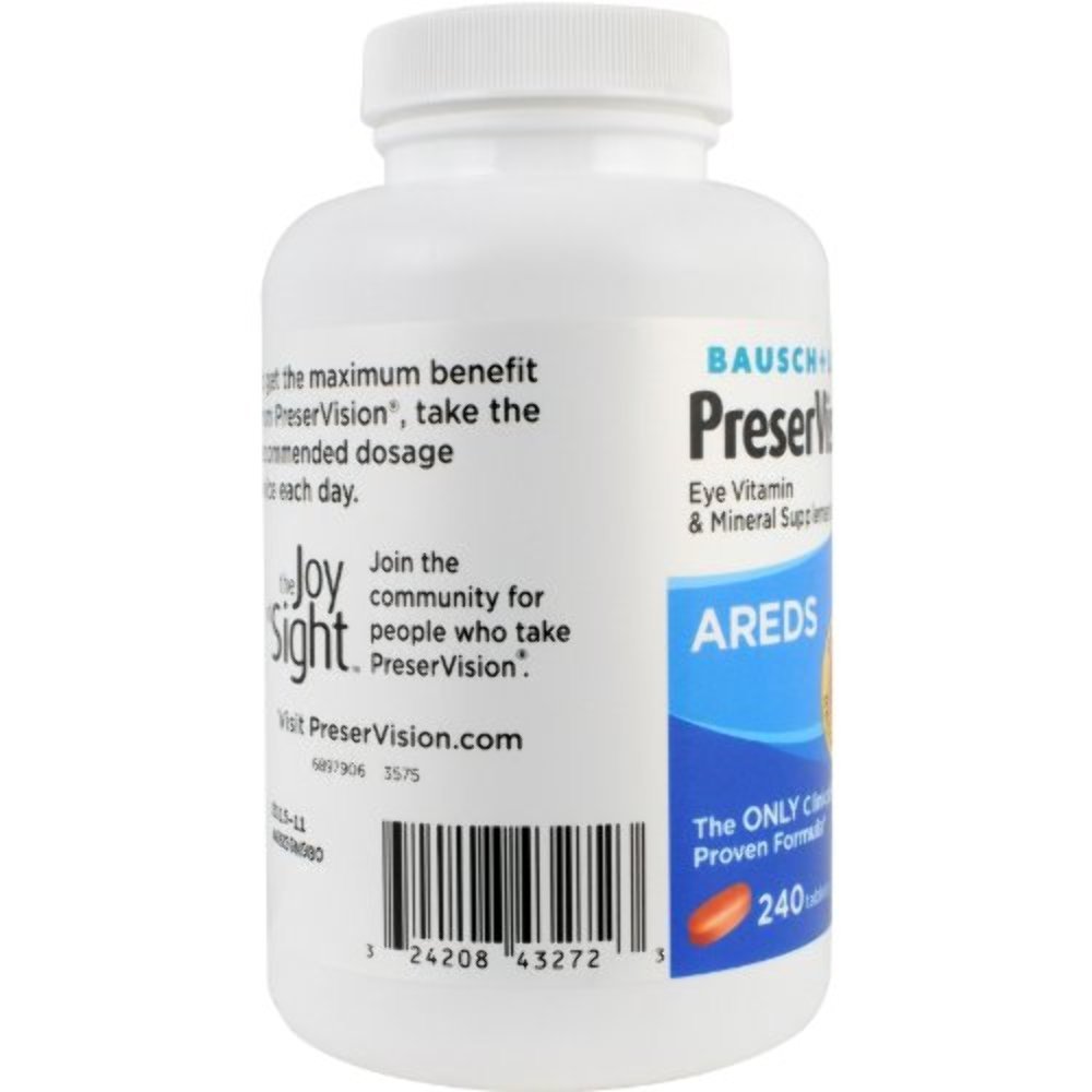 PreserVision AREDS Eye Vitamin & Mineral Supplement, Tablets, 240 Count (Pack of 1), Packaging May Vary