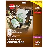 Avery Arched Wine Labels with Sure Feed for Laser Printers, 4.75" x 3.5", 40 White Labels (22826)