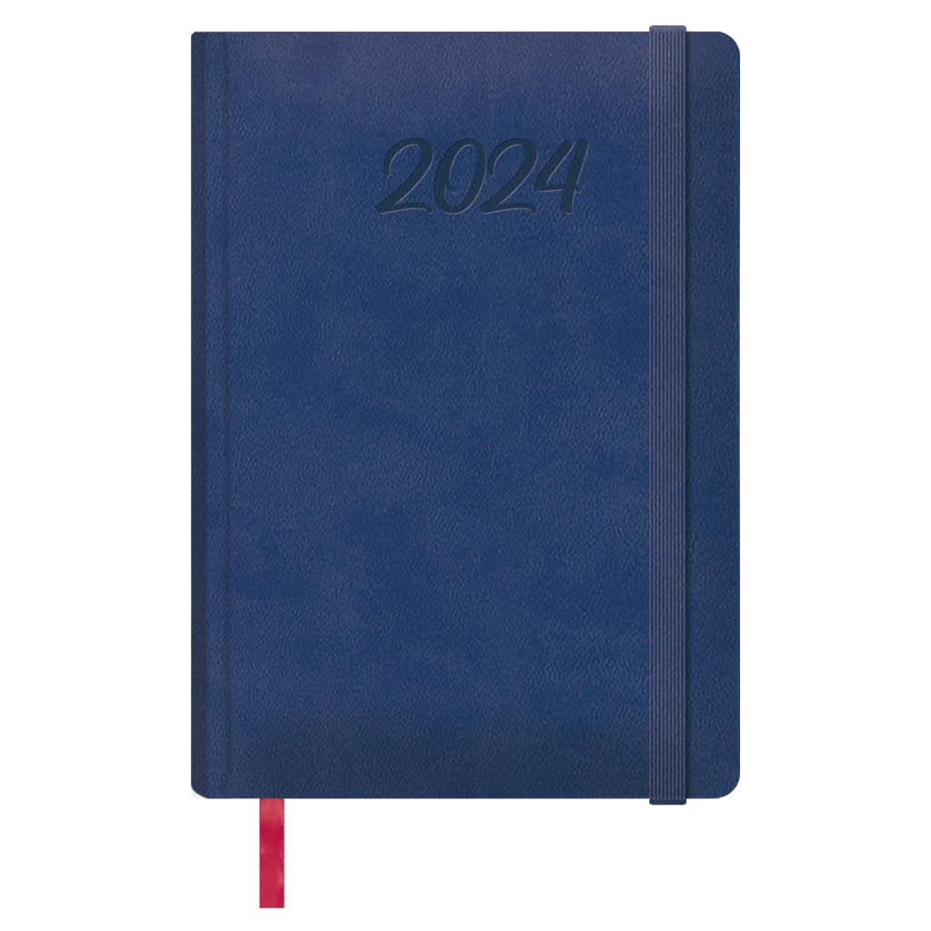 Dohe - Diary 2024 – Day Page – Size: 15 x 21 cm (A5) – 336 Pages – Stitched Binding – Hardcover – Blue – Manaos Model