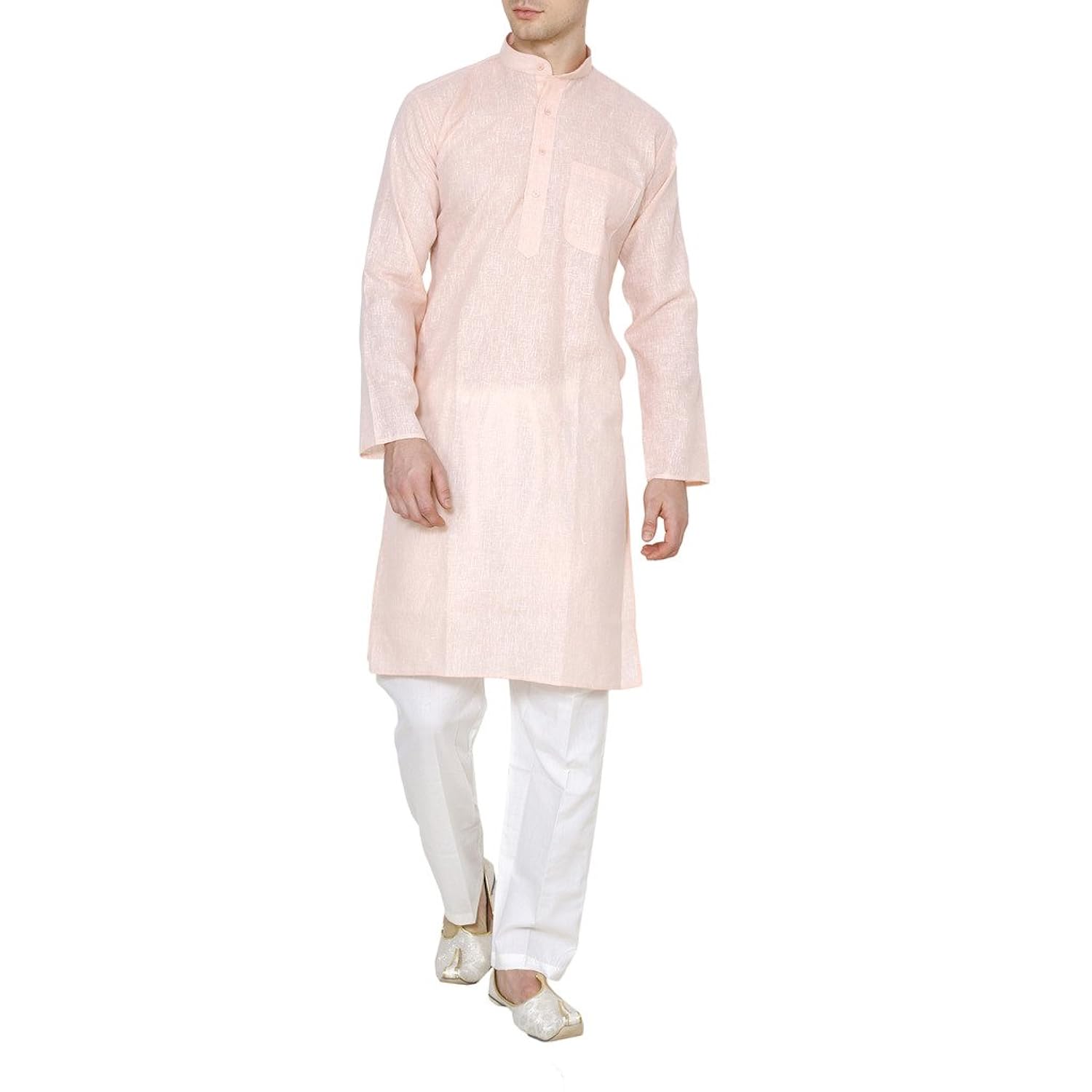 royal kurta men's orange cotton linen kurta pyjama
