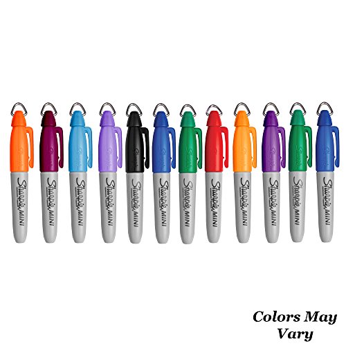 Sharpie Mini Permanent Markers with Golf Keychain Clips, Fine Point (12-Pack, Assorted)