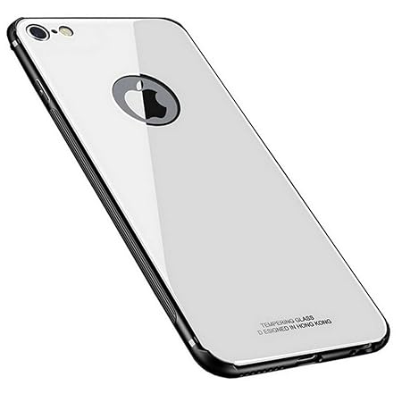 Kepuch Quartz iPhone 6 6S Hülle - TPU + Gehärtetes Glas Rückseite für iPhone 6 6S - Weiß