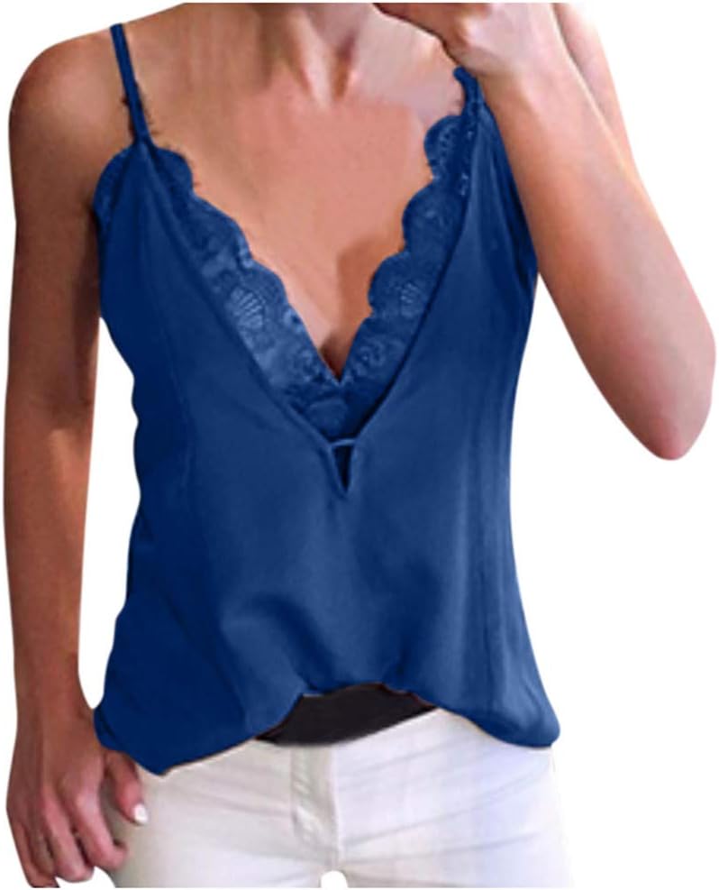 Yiduore Womens Deep V Neck Wrap Spaghetti Strap Tank Tops Summer Sleeveless Shirts Vests