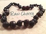 Baltic Amber Teething Necklace for Babies Raw Black Cherry Baby Infant Toddler Drooling Teething Pain Organic Natural Certificated Authentic - Real maximum effective Jewelry Guaranteed.