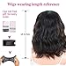 DEYNGS Fashion Short Wavy Wigs With Flat Bangs Natural Black Synthetic Full Wigs For Women None Lace Wigs That Look Real Heat Resistant +Free Wig Cap (Black Mix Brown)