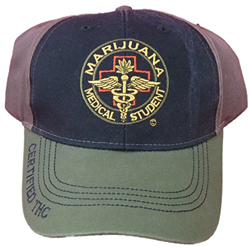 Cannabis 420 Marijuana Themed Ball Cap Hats (One Size, MMJ Student Black Front)