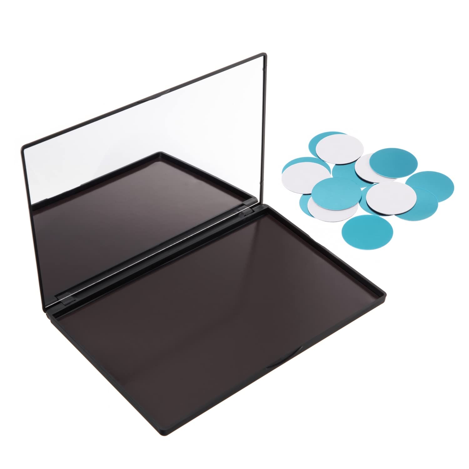 Allwon Medium Empty Magnetic Plastic Eyeshadow Makeup Palette with 15 Adhesive Empty Palette Metal Stickers for Eyeshadow Lipstick Blush Powder