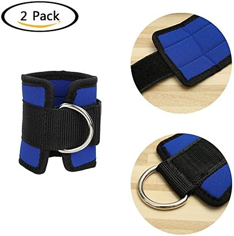 Aklamater Padded Ankle Strap Ankle Cuff Wrist Cuff Fitness Cuff with D Ring and High Strength Velcro for Cable Machines Pack of 2 - Fits Both Men and Women