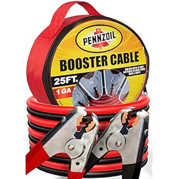 Pennzoil Jumper Cable 1 Gauge 25 Feet 500a Heavy Duty Battery Booster For Most Cars Trucks Vans Suvs Includes Handy Travelstorage Bag