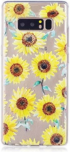Samsung Galaxy Note 8 Case, GreenDimension Relief Daisy Flower Amusing Whimsical Creative Design Crystal Clear Shockproof Soft TPU Cushion Rubber Bumper Silicone Case + Transparent Screen Protector