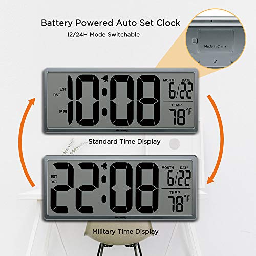 DreamSky Extra Large Digital Wall Clock Battery Operated, 13.7 inch