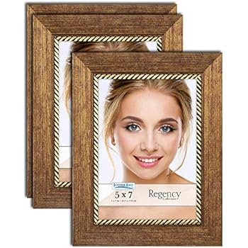 Icona Bay 5x7 Picture Frame (3 Pack, Copper Brown), Brown Photo Frame 5 x 7, Wall Mount or Table Top, Set of 3 Regency Collection