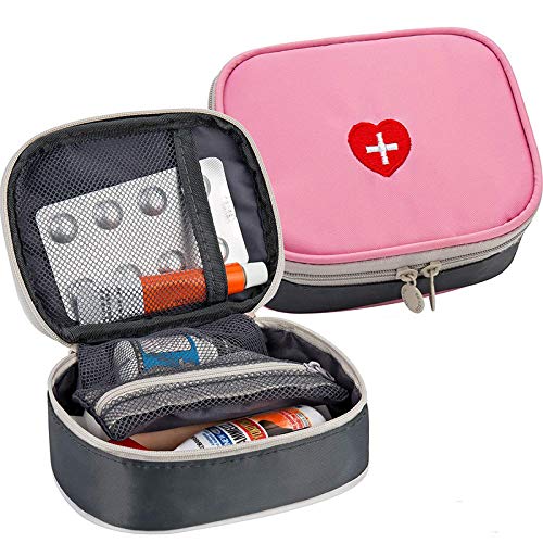 Qchomee 2Pack Portable First Aid Bags Mini Medical Kit Pouch Compact Survival Emergency Bags Empty Medicine Storage Bag for Travel, Work, Holidays, Car, Home, Camping, Outdoor Sports